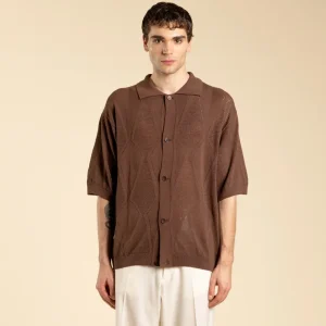 Cardigan in maglia di cotone - Moro